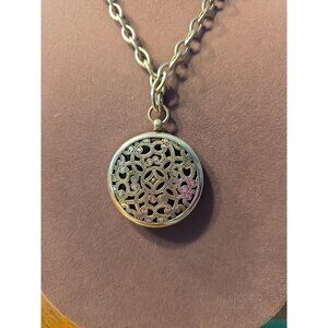 Brighton SERENDIPITY Silver Plated Round Medallion Pendant Adj Chain Necklace